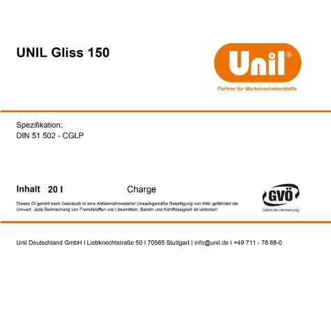 Bett- und Gleitbahnöl Gliss 150  