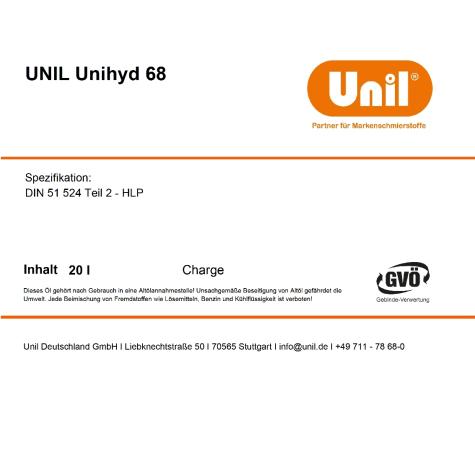 Hydraulic oil Unihyd 68  