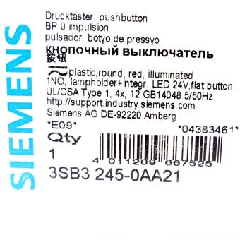 Push-button red 3SB3245-0AA21 New FS
