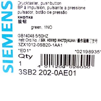 Push button 16 mm 3SB2202-0AE01 