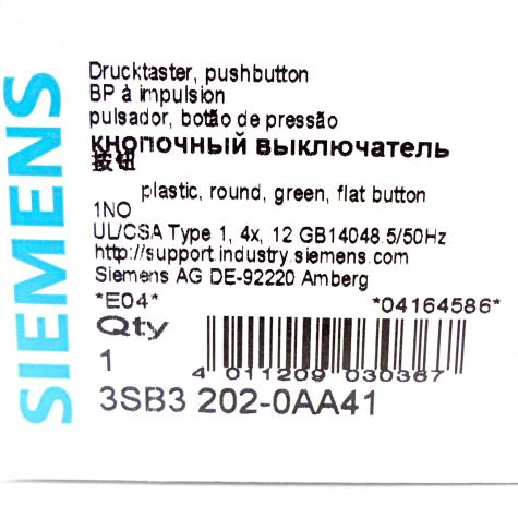 Green pushbutton 3SB3202-0AA41 New FS