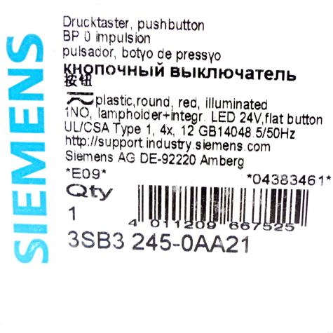 Push-button red 3SB3245-0AA21 New FS
