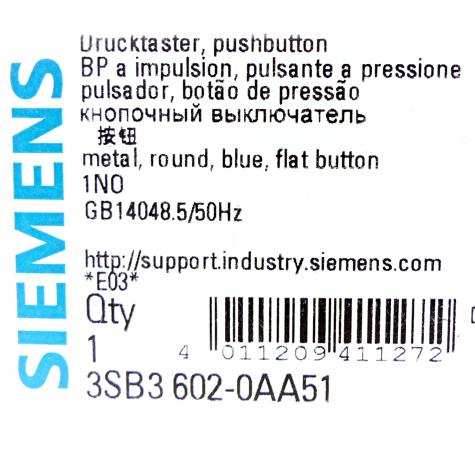 Drucktaster blau 3SB3602-0AA51 Neu OVP