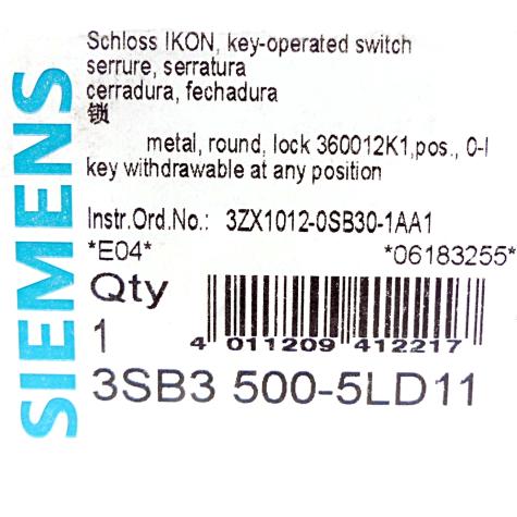 Keyed selector switch IKON 3SB3500-5LD11 New FS