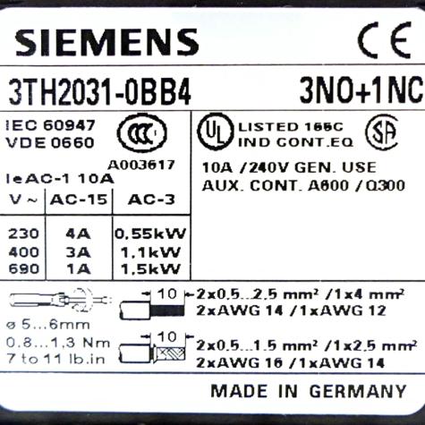 Control relay 3TH2031-0BB4 New open Box