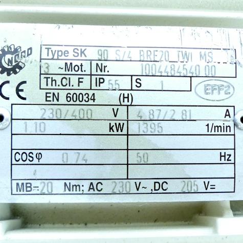 gear motor SK 90 S/4 BRE20 TWI M9 + 272-90 S/4 BRE20 TW M New
