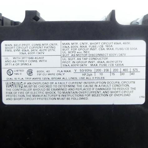Sirius Motor protection switch  Used