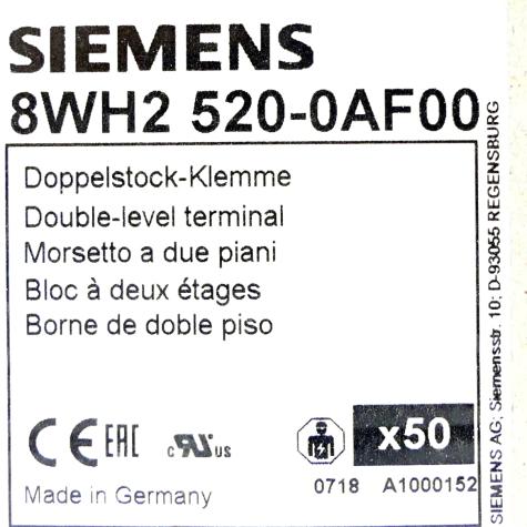 50 Stück Doppelstock-Klemme 8WH2 520-0AF00 