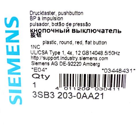 Drucktaster rot 3SB3203-0AA21 Neu OVP
