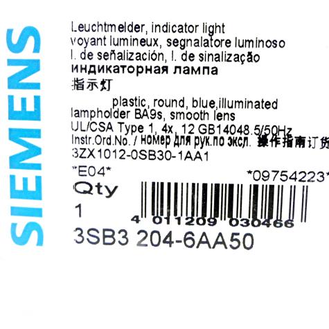 Anzeige blau 3SB3204-6AA50 Neu OVP