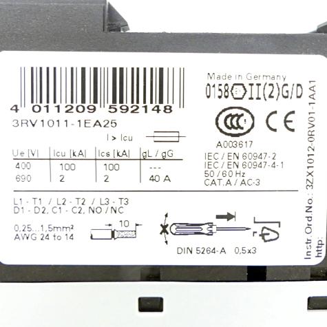 Circuit breaker 3RV1011-1EA25 New FS