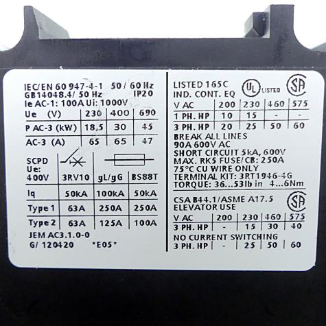 Schütz 3RT1044-3BB40 Neu OVP