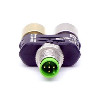 T-Coupler Slimline M12 male / 2x M12 female A-cod. 