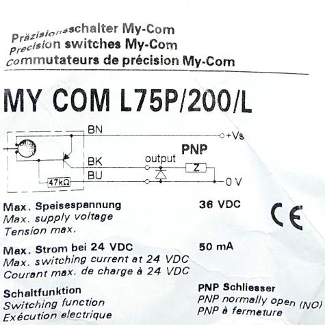 Precision switch MY COM L75P/200/L MY-COM L75P/200/L New