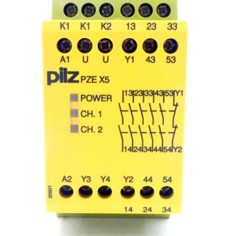 Sicherheitsschaltrelais PZE X5 24VDC 5n/o 