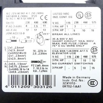 Contactor 3RT1025-1BB44 Used