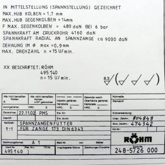 Spannzangenfutter für Zange 173 DIN 6343 