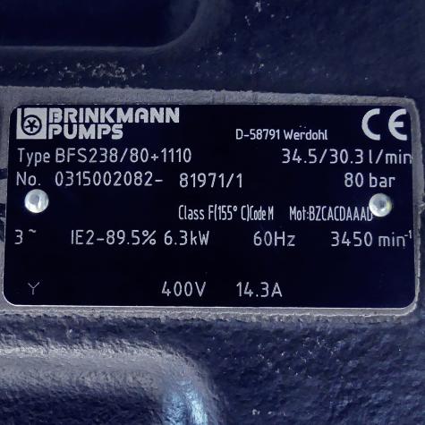 Schraubenspindelpumpe BFS238/80+1110 Used