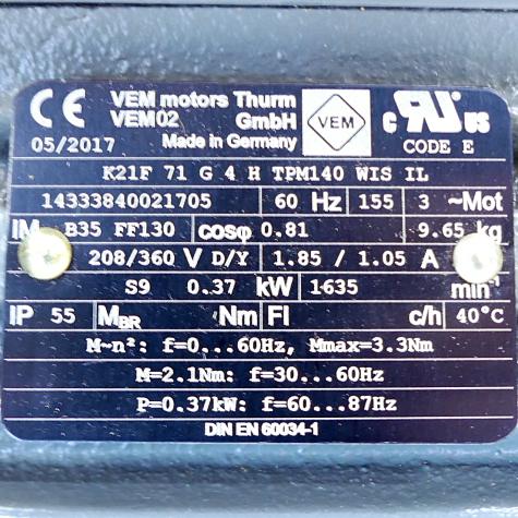 gear pump TEF-MAG 200-PPR-PVKRCP-3x208/360V Used