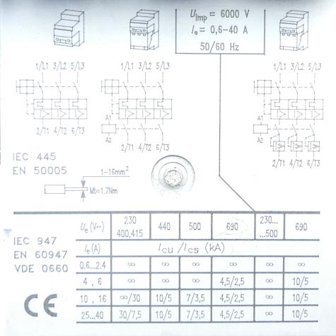 Motor protection switch with auxiliary contact  Used