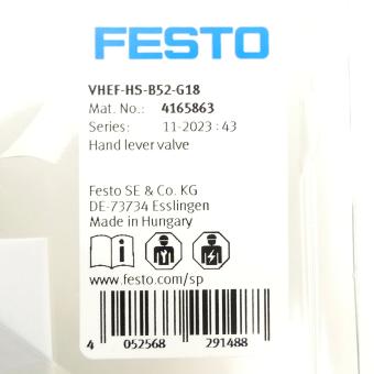Hand-lever valve VHEF-HS-B52-G18 