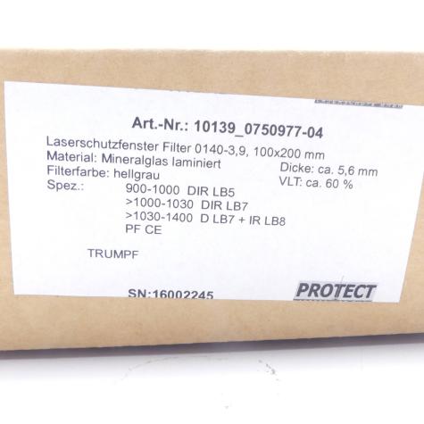Laserschutzfenster Filter  Neu OVP