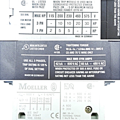 Motor protection switch with auxiliary contact  Used