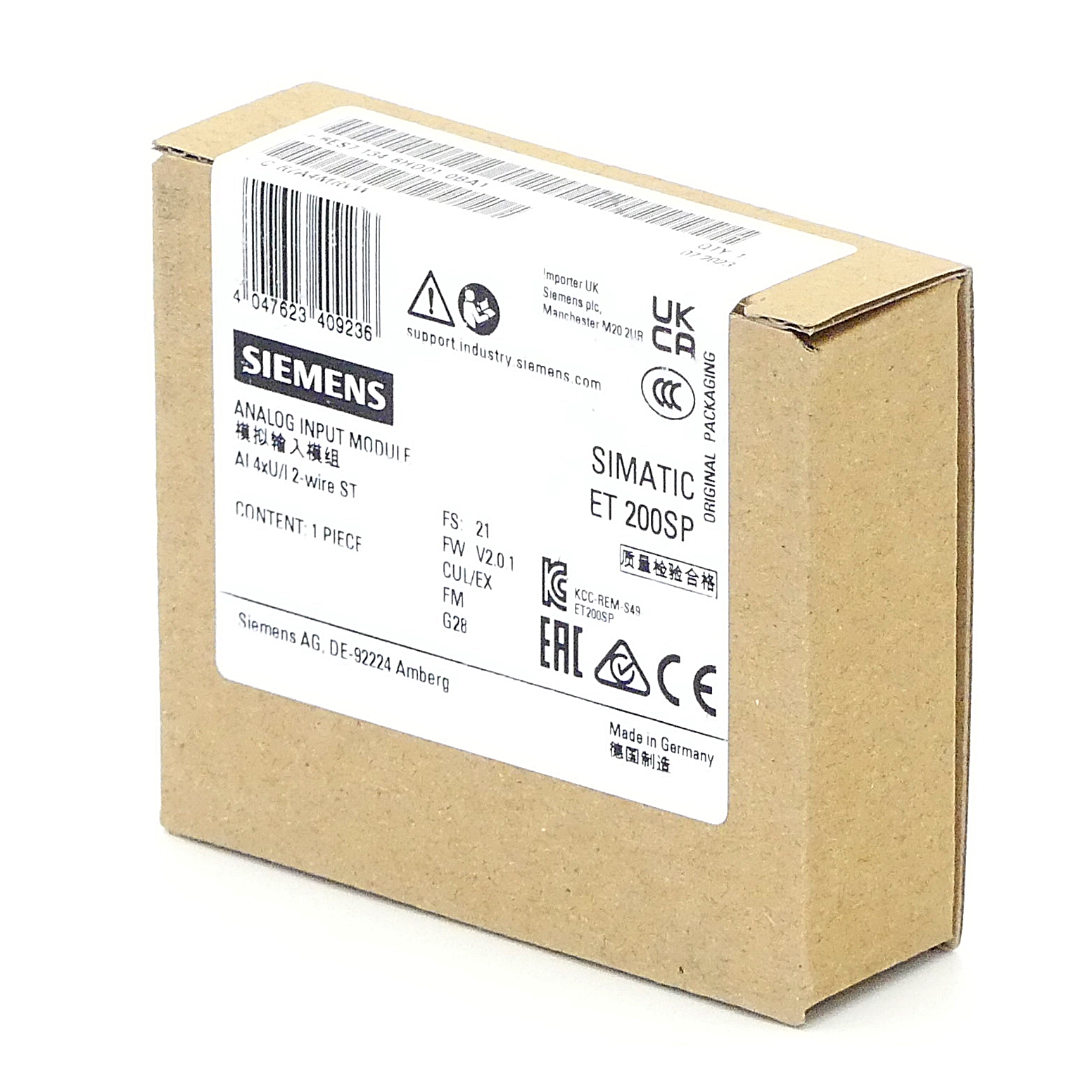 Analog input module, AI 4XU/I 2-Wire  