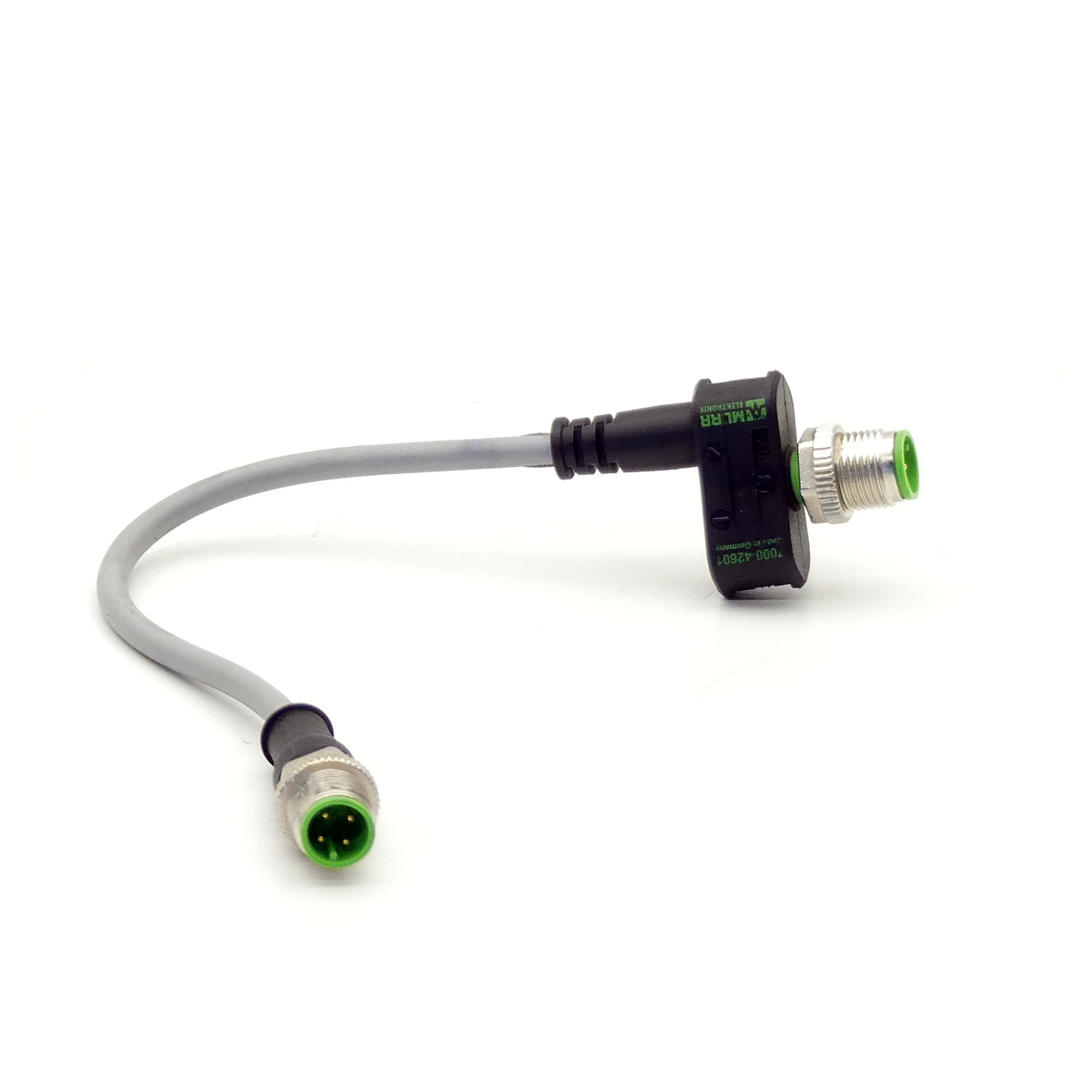 T-Coupler M12 female/M12 male+cable+M12 male A-cod
