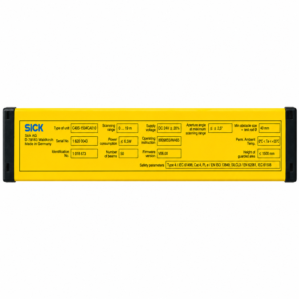 Safety light curtain C40S-1504CA010 Used