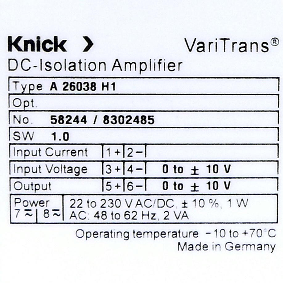 Universal-Trennverstärker A 26038 H1