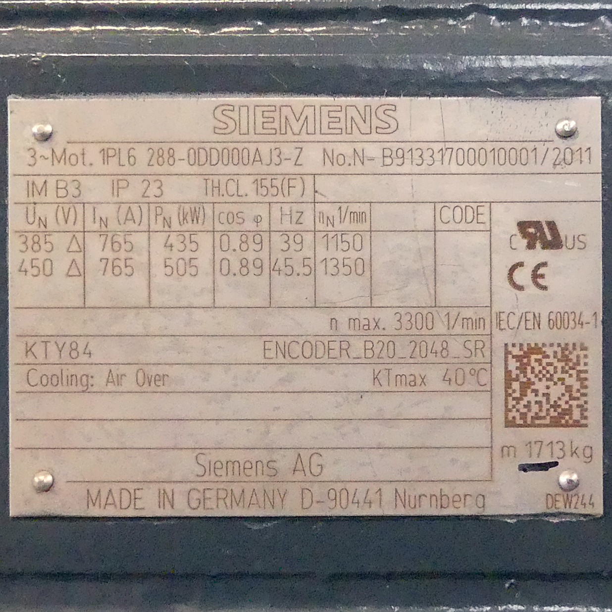 Maschinenteil24, Siemens Asynchronmotor mit Gebläse