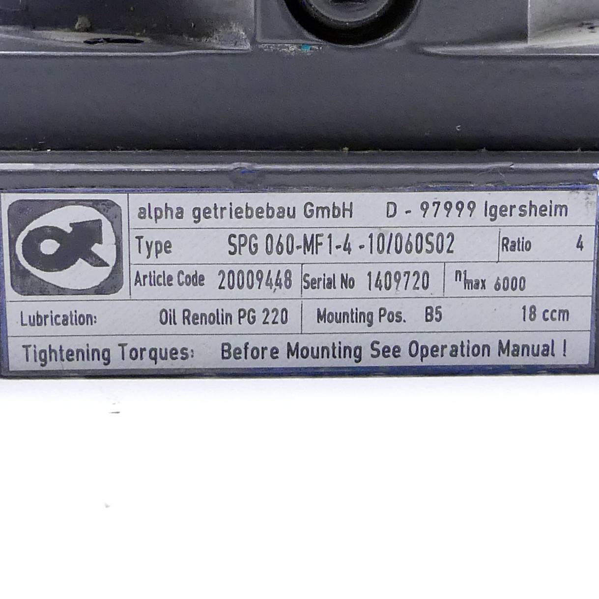 Planetengetriebe SGP060-MF1-4-10/060S02 