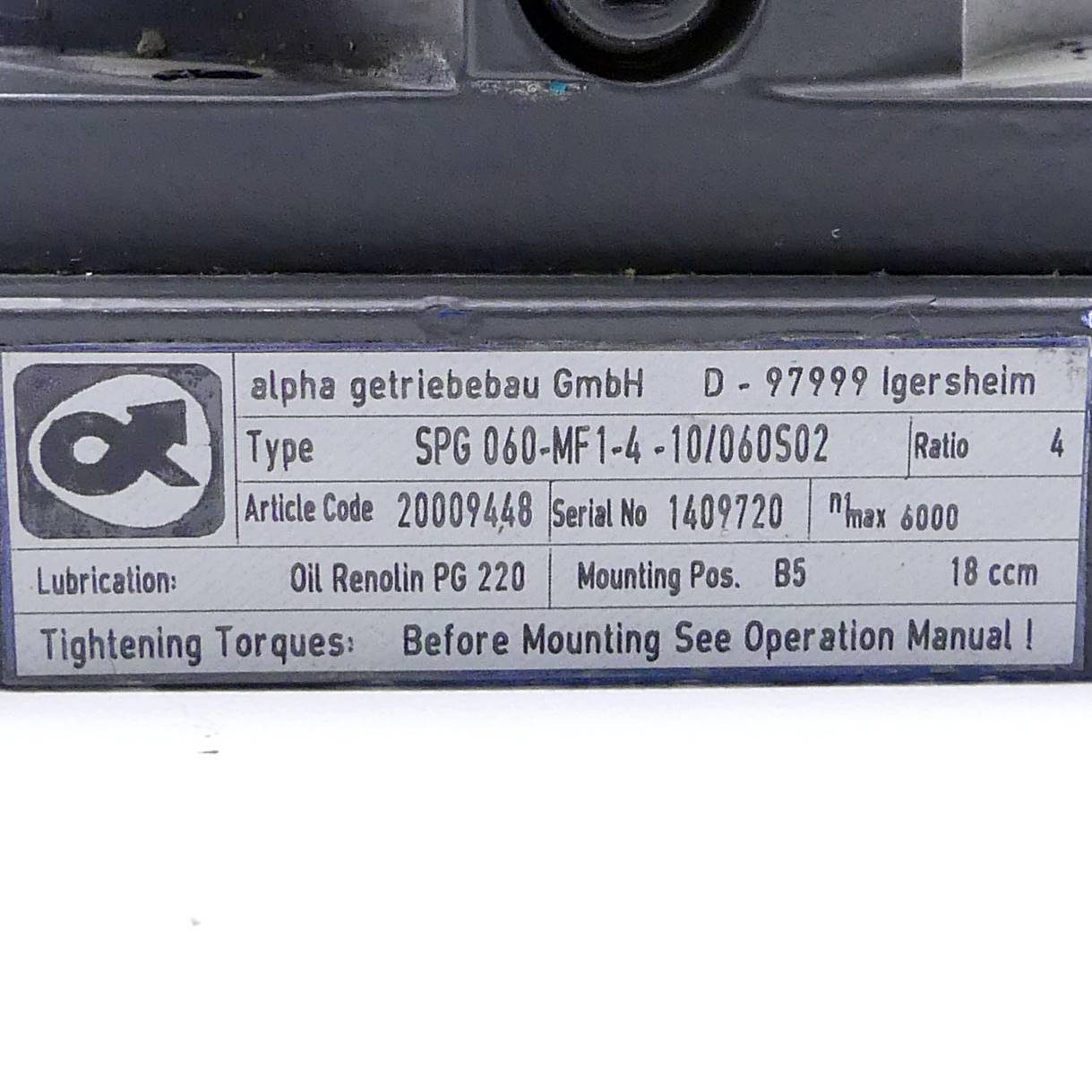 Planetary gear SGP060-MF1-4-10/060S02