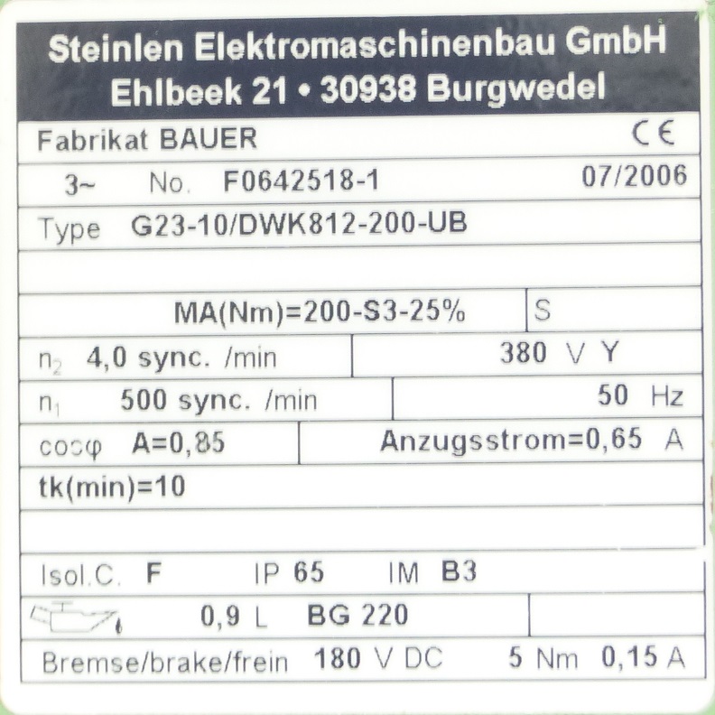 Getriebemotor G23-10/DWK812-200-UB 