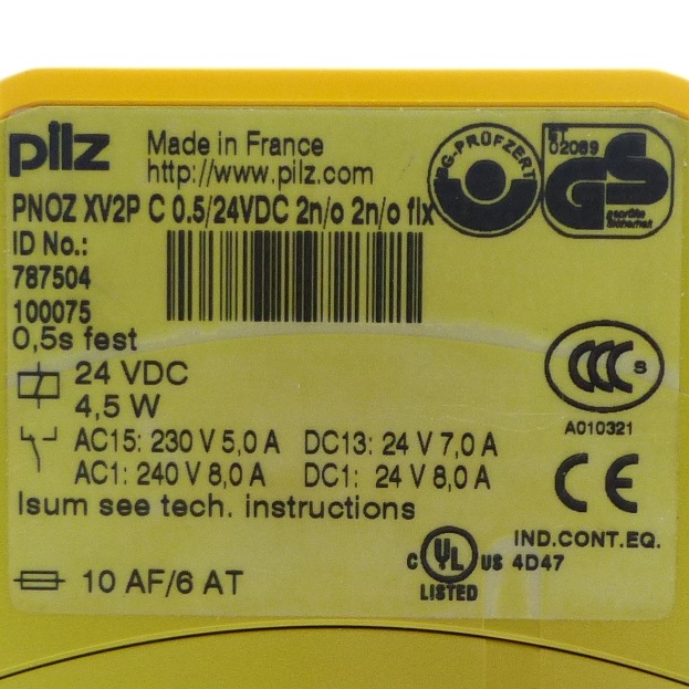 Safety Relay PNOZ XV2P C 0,5/24VDC 2n/o 2n/o fix 