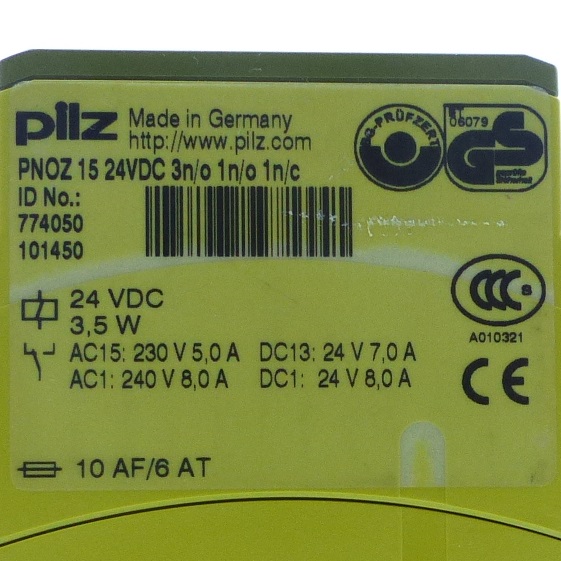 Sicherheitsrelais PNOZ 15 24VDC 3n/o 1n/o 1n/c 