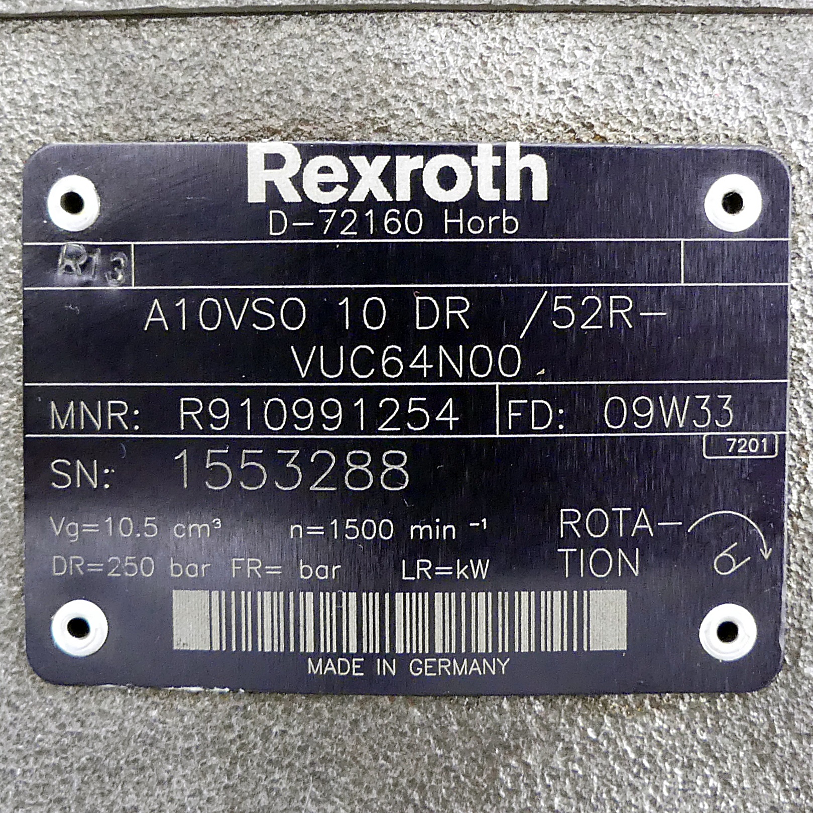 Axialkolbenpumpe A10VSO 10 DR /52R-VUC64N00 