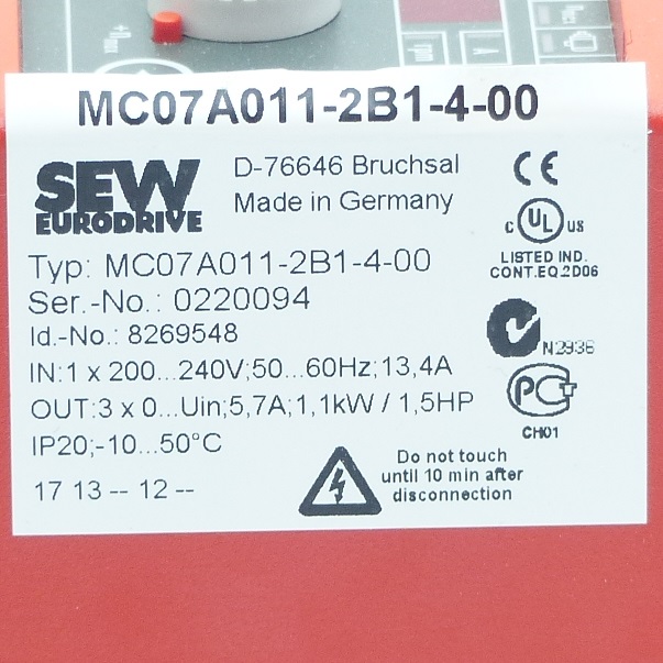 Frequency Converter MC07A011-2B1-4-00 