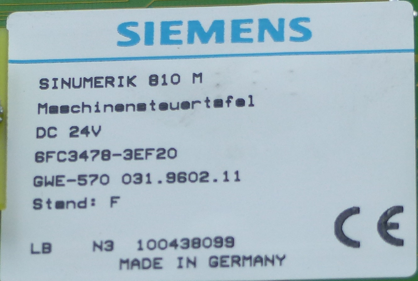 Sinumerik 810 M Maschinensteuertafel