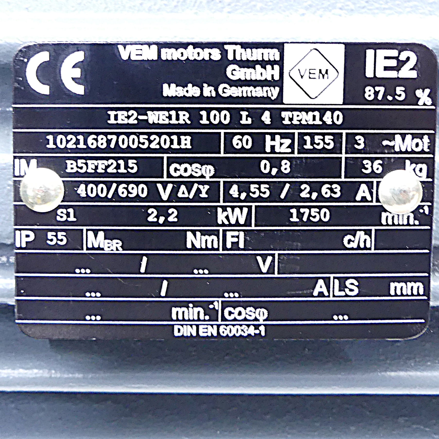 Three-phase motor IE2-WE1R 100 L 4 TPM140 