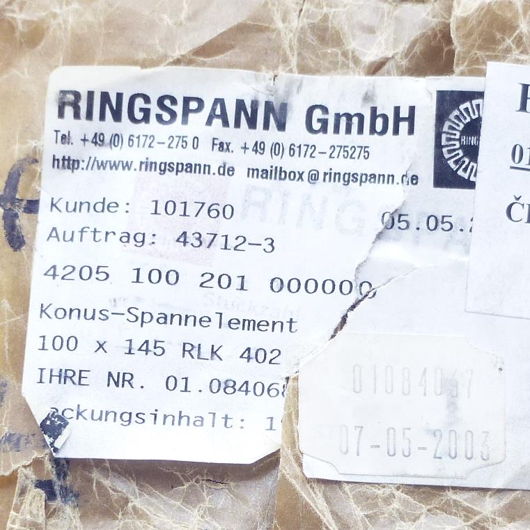 Cone clamping Elements 100 x 145 RLK 402