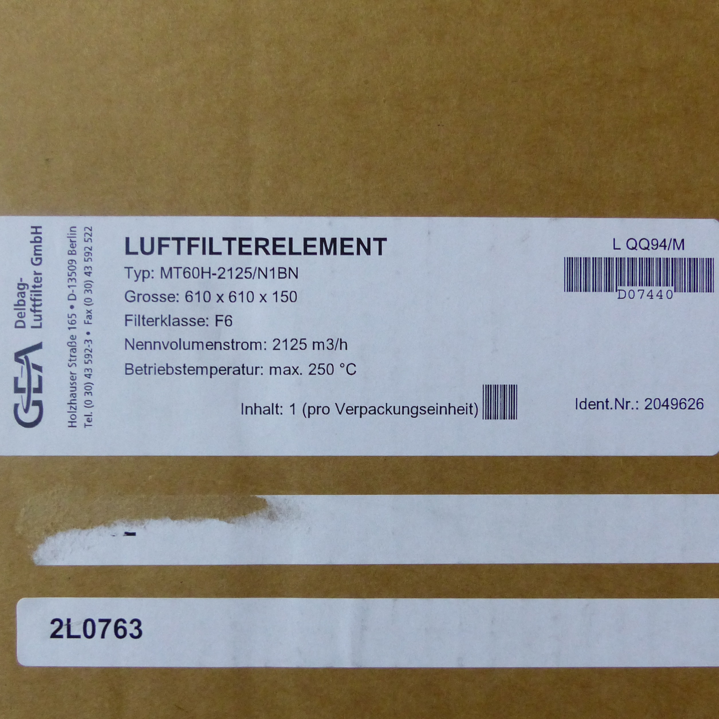 Luftfilterelement MT60H-2125/N1BN