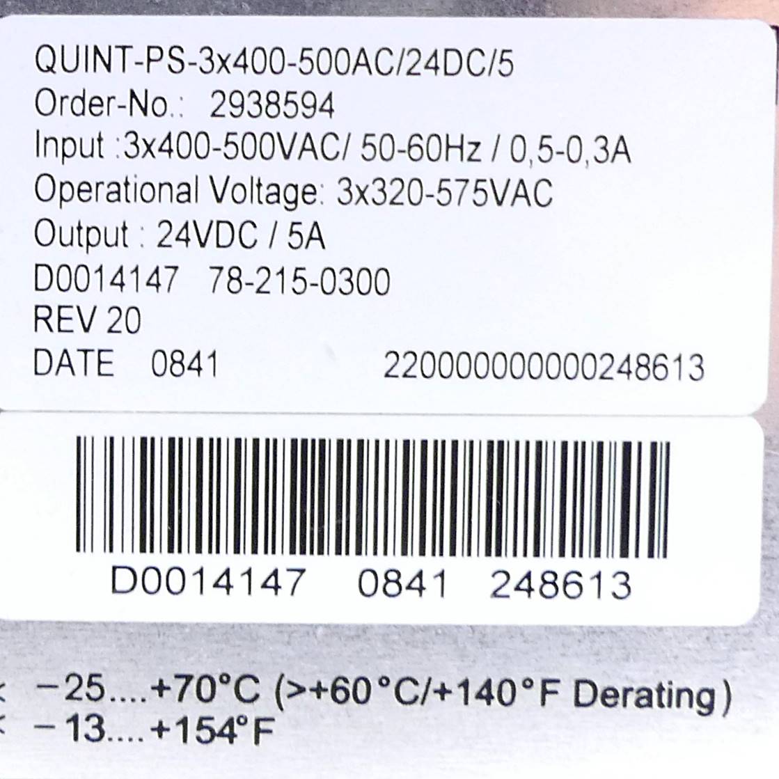 Power Supply QUINT-PS-3x400-500AC/24DC/5 
