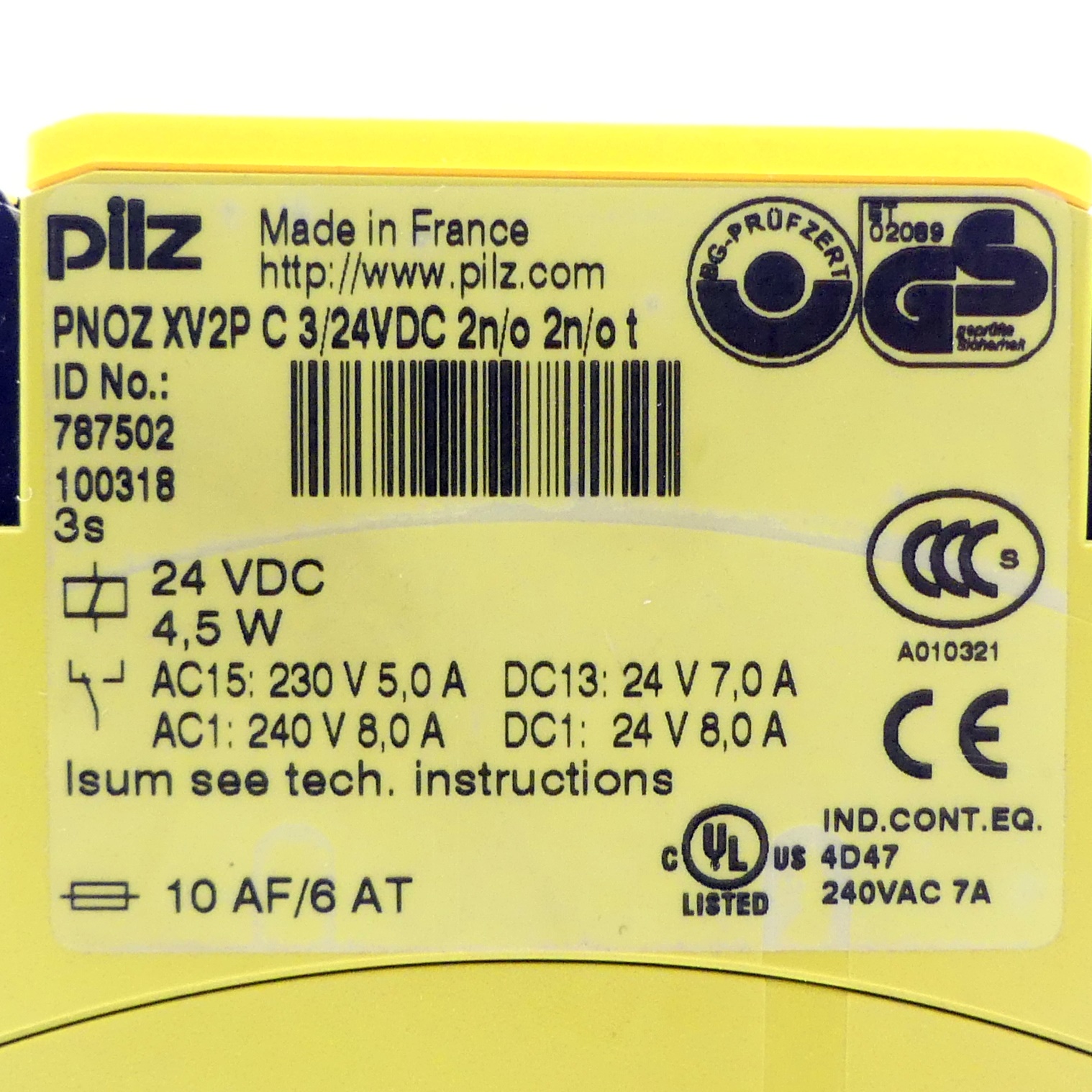 Sicherheitsschaltgerät PNOZ XV2P C 3/24VDC 2n/o 2n/o t 