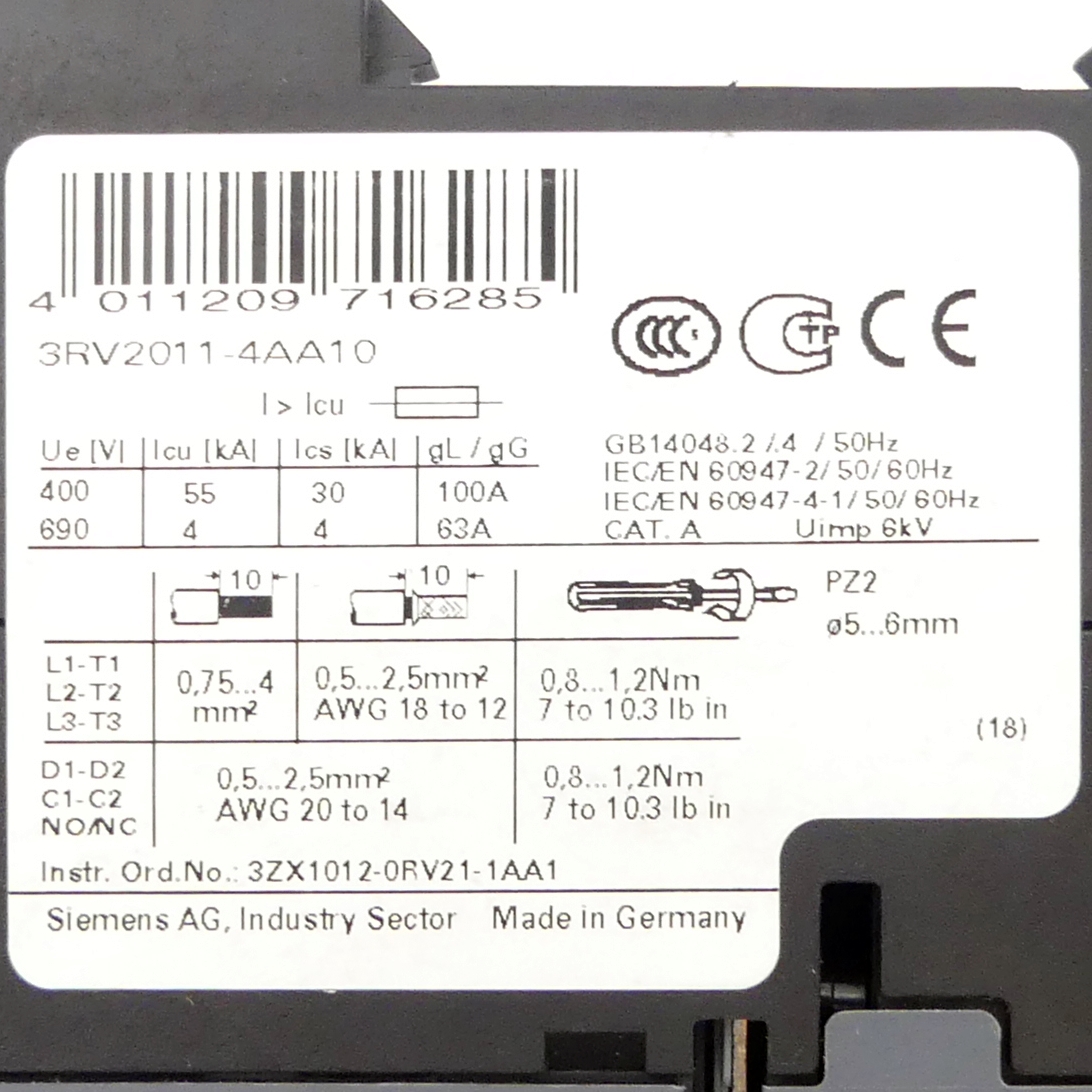 Leistungsschütz 3RV2011-4AA10