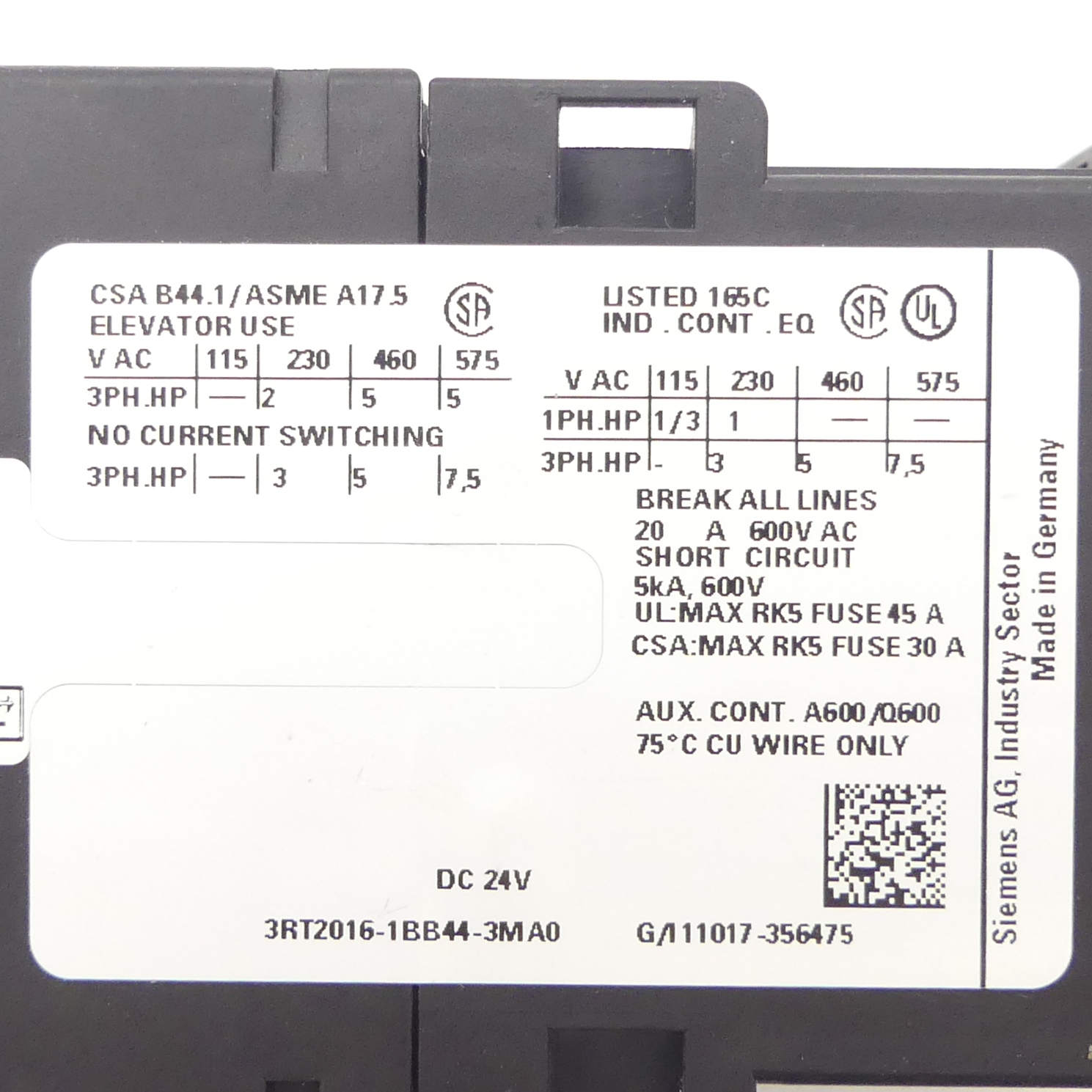 Leistungsschütz 3RT2016-1BB44-3MA0
