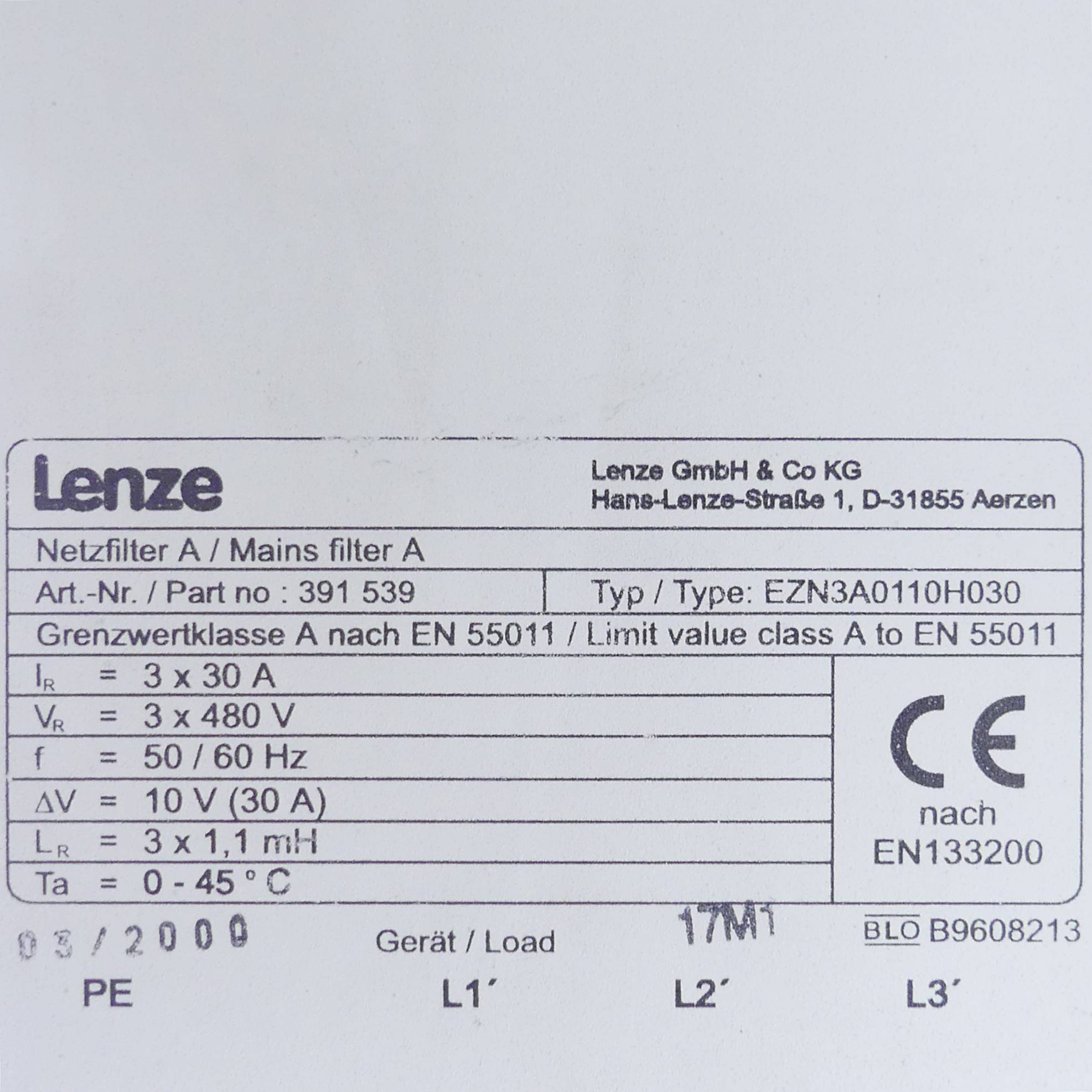 Line filter EZN3A0110H030