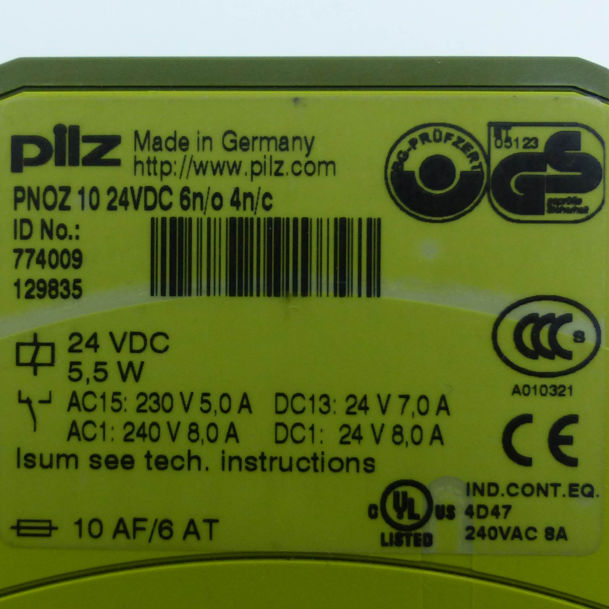 Not-Aus-Schaltgerät PNOZ 10 24VDC 6n/o 4n/c 