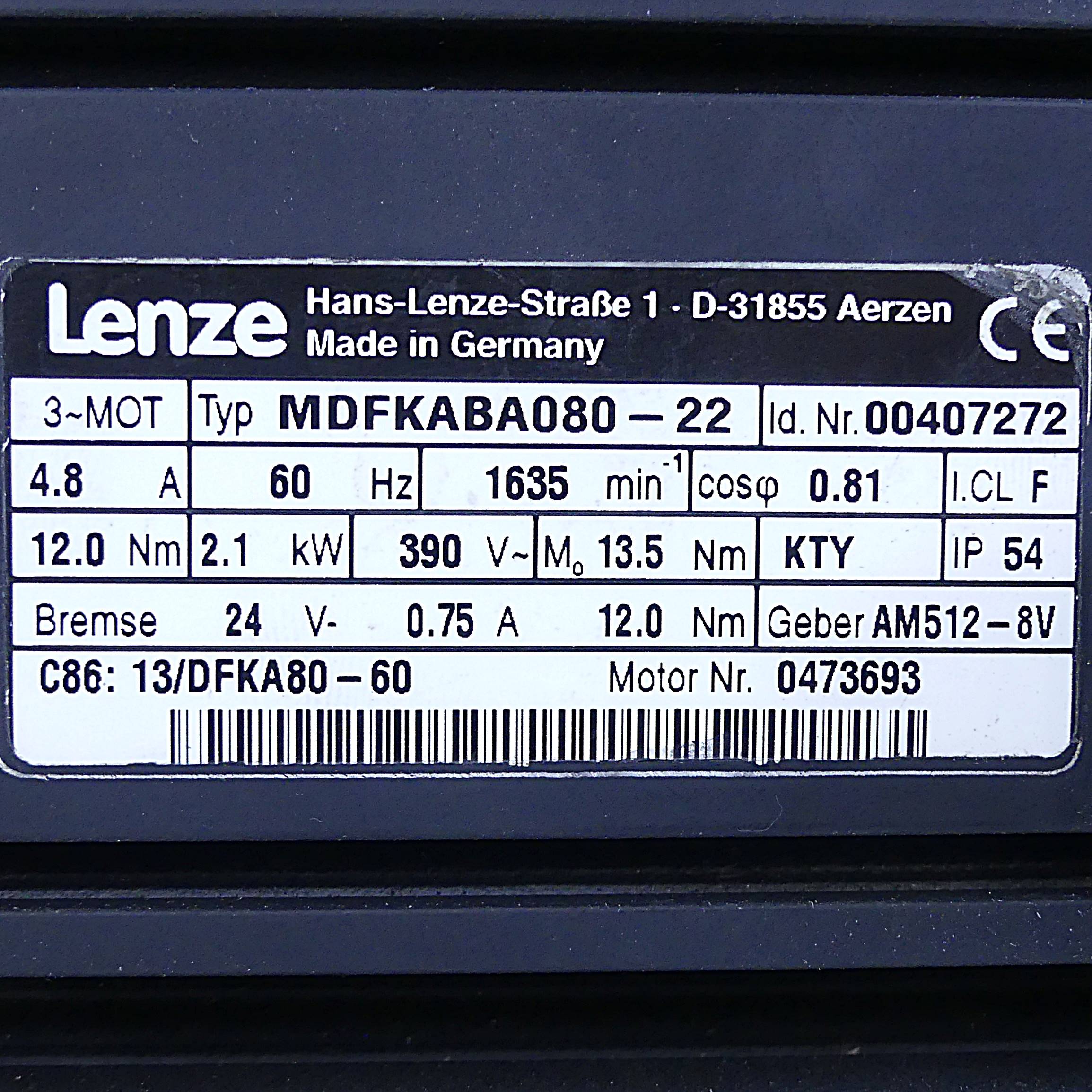 Servomotor mit Getriebe MDFKABA080-22 